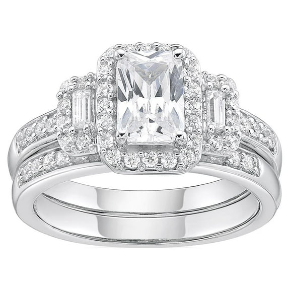 Brilliance Fine Jewelry Diamond Bridal Engagement Ring Set, Silver