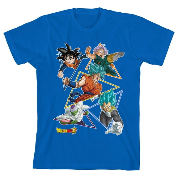 Dragon Ball Z Super Saiyan Characters Youth Royal Blue Short Sleeve Tee-XS