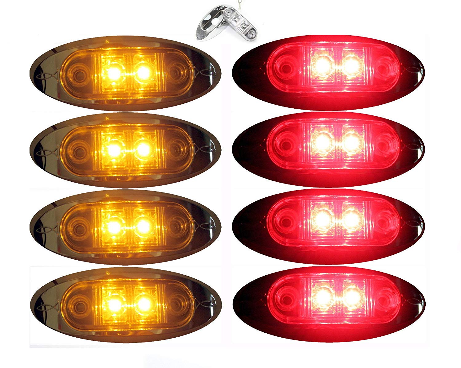 Bulbs Automotive Red 4 LED RV Truck Trailer Side Marker Lights/Chrome Bezel dohwaji.or.kr