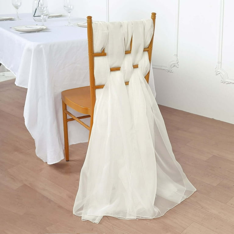 5-Pack Ivory Chiffon Chair Sashes 22"x78" Sheer Designer Chair Bows - Weddings, Events By eFavormart Party Shop 5-Pack Ivory Chiffon Chair Sashes 22"x78" Sheer Designer Chair Bows - Weddings, Events By eFavormart Party Shop