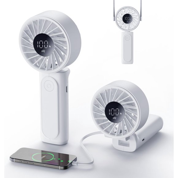Ventilador portátil Peiyuu 4000 mAh, recargable por USB, 6 velocidades de viento