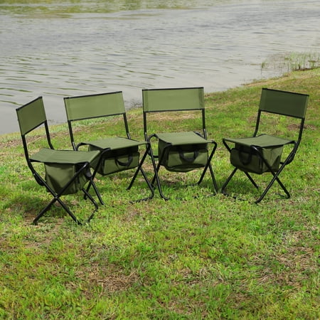 

CLEARANCE! 4-piece Folding Outdoor Chair with Storage Bag Portable Chair for indoor Outdoor Camping Picnics and Fishing Green
