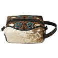 thumbnail image 2 of Western Filigree Floral Hand-Tooled Genuine Leather Cowhide Travel Toiletry Dopp Kit Bag 18FKT09, 2 of 3