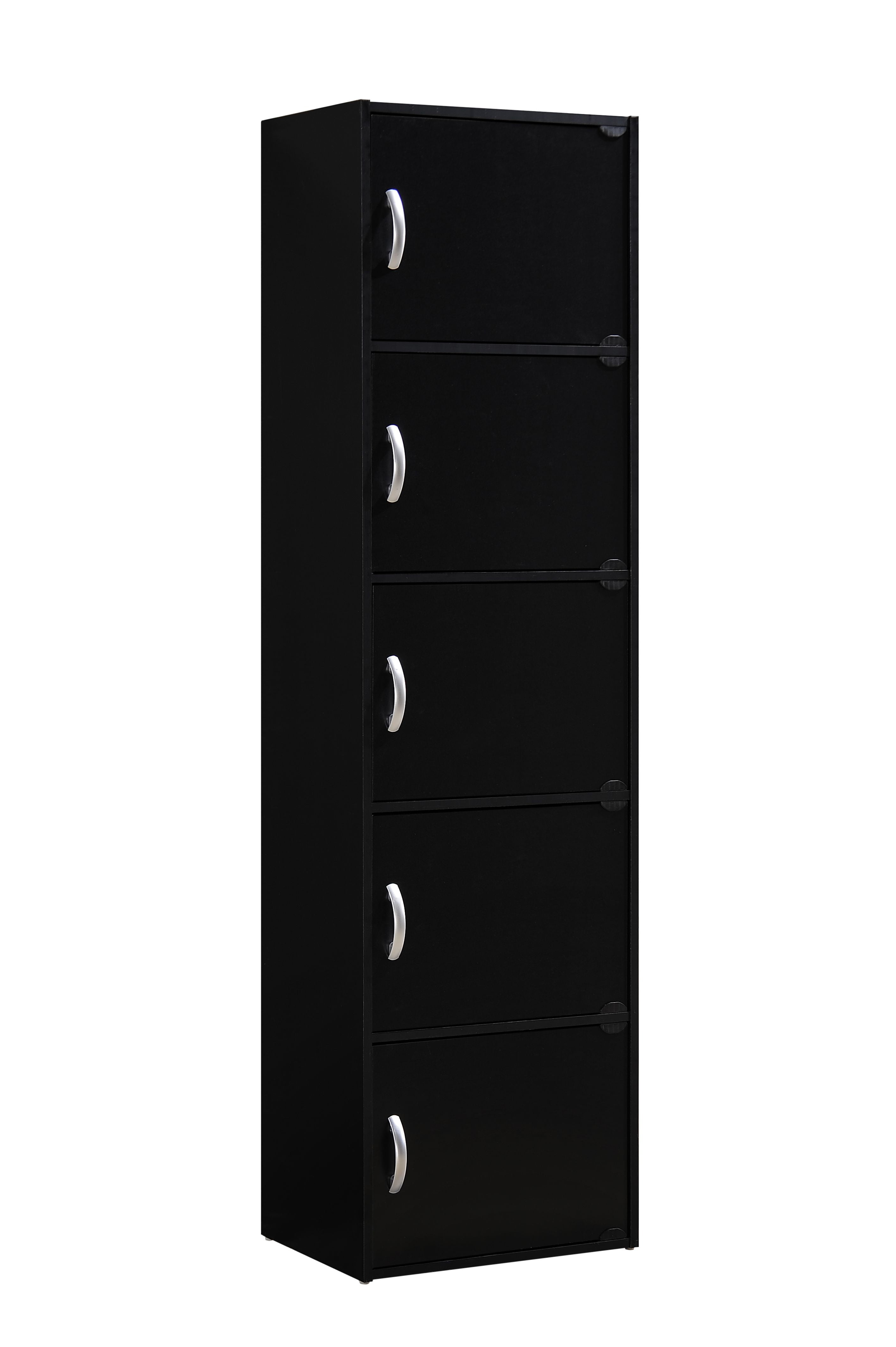 Black for sale online Hodedah HID5BLACK 5-Shelf Storage Cabinet 