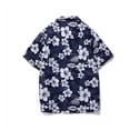 thumbnail image 4 of Camisas Deportivas Hombre Camiseta de manga corta con estampado de tiras y cuello a la moda de verano para hombre (Dark Blue, 3XL), 4 of 6