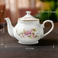 thumbnail image 2 of Lynns Porcelain Vintage Teapot with Embossed Swirls 37oz Tea Pot Classic White Tea Set for Parties & Celebrations Ideal Teapot for Tea Cups & Saucers Perfect for Tea Parties - Timeless Rose, 2 of 13