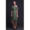thumbnail image 2 of Bimba Robe Droite à Volants Imprimée Géométrique Verte pour Femmes Épaules Dénudées - Très Grande Taille, 2 of 6