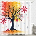thumbnail image 1 of Vibrant Christmas Shower Curtain with Colorful Tree, Ornaments & Snowflakes, 1 of 4