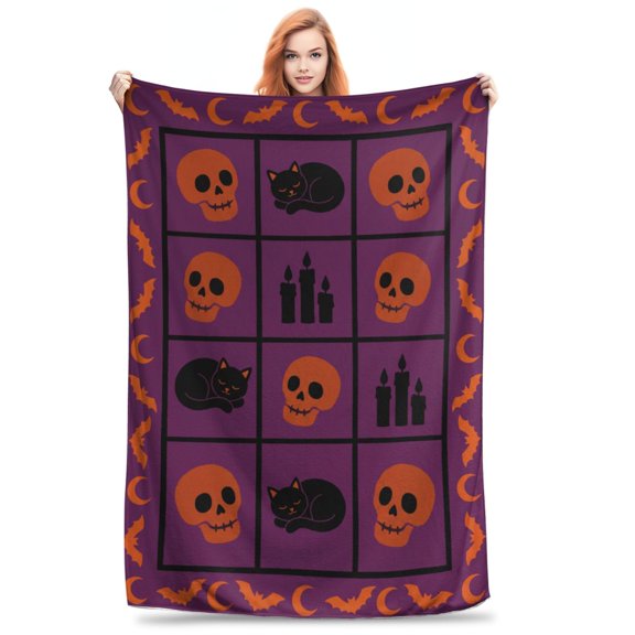 Halloween Blanket Soft Warm Fuzzy Cozy Plush Checkered Blanket Gifts for Men and Women 50x40