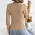 thumbnail image 5 of thefmos Trendy Fall Sweaters for Women Long Sleeve Square Neck Casual Knit Pullover Tops Loose Casual Basic Winter Outfits, Khaki S, 5 of 8