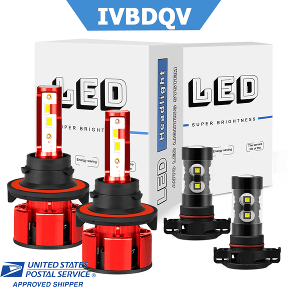 For GMC Yukon XL 2500 2007-2013 LED Headlight Bulbs H13 High/Low Beam   5202/H16 Fog Light Combo Kit 4Pcs