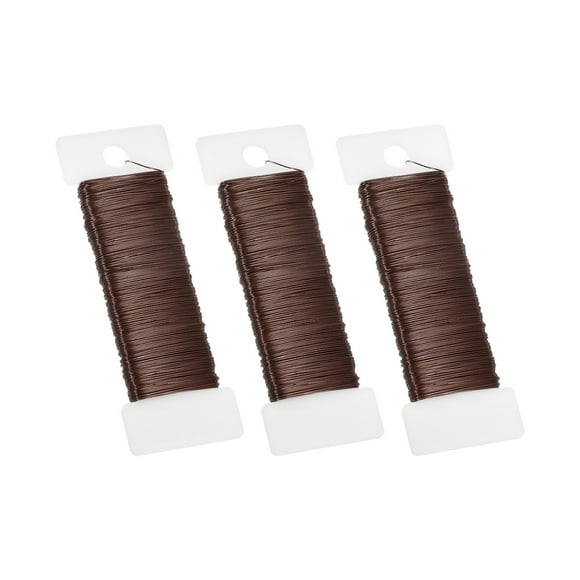 Uxcell Alambre Floral de 26 Gauge Alambre Flexible Paddle 115 Yard Alambre de Florista Corona para decoraciones DIY Alambre Café 3 Rollos