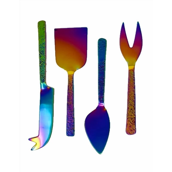 Thirstystone Rainbow 4 Piece Mini Stainless Steel Cheese Spreader Knife Set for Charcuterie Board with Gift Box