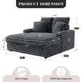thumbnail image 3 of Oversized Chaise Lounge Chair Indoor, Upholstered Sofa Bed with Throw Pillows and Armrests, Sleeper Chair for Living Room, Bedroom,Light Grey, 3 of 8