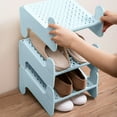 thumbnail image 4 of Multilayer Stackable Foldable Shoe Rack Organizer, Breathable Plastic Material, Non Perforated Design, for Closet Entryway Mudroom Organization, Single Pack, Light Blue, by FAJHHA, 4 of 7