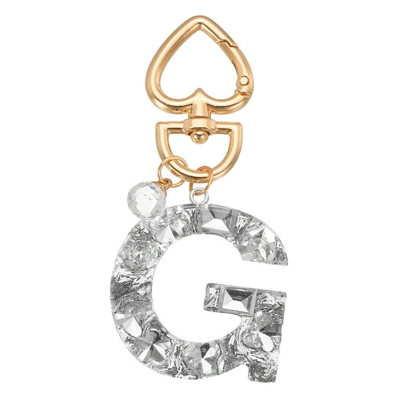 Uxcell Alphabet Initial Letter Keychain, Cute Heart Crystal Keychain Letter Pendant Charm G