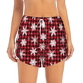 thumbnail image 2 of Picia Snowflake red plaid Pattern Women's 2 in 1 Athletic Running Shorts High Waisted Workout Casual Gym Sweat Shorts with Comfy Liner Zipper Pockets-Small, 2 of 9