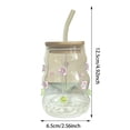 thumbnail image 3 of Aesthetic Glass Cups with Lids and Straws - 13oz Pink Bow Tumbler, Cute Iced Coffee Cups with Cleaning Brush & Gift Box, Valentine's Day Gifts for Her, Back-to-Sc-hool Essentials for G-irls Women, 3 of 9