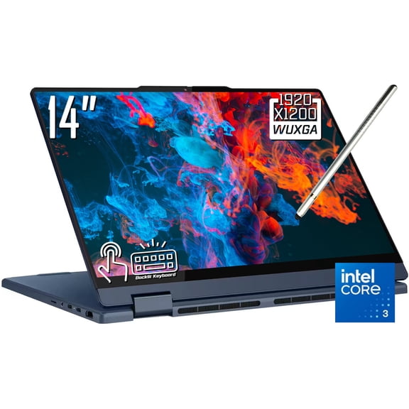 Lenovo Chromebook Plus 14 2-in-1 Laptop, 14" FHD 1920 x 1200 IPS LCD Touchscreen, Intel Core 3 N355, Wi-Fi 6E, 5MP Camera, Stylus Pen, Chrome OS (8GB DDR5 RAM - 128GB UFS)