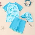thumbnail image 6 of Hienoo Boys 3-Piece Swimsuit UPF 50+ Short Sleeve Rash Guard Swim Trunks with Hat, Sizes 6M-4T, 6 of 6