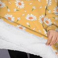 thumbnail image 3 of Oversized Wearable Blanket Hoodie,Yellow Daisy Flower Retro Pattern Sherpa Blanket Hoodie with Super Pockets,Super Warm Fuzzy Pullover for Women & Men, 3 of 6