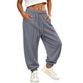 thumbnail image 3 of Wilark Girls Sweatpants with Pockets Size 10, Casual Drawstring Elastic Waist Fashion Running Baggy Joggers for Kids Gray, 3 of 9