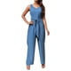 thumbnail image 2 of Mono sin mangas con cuello en V y pierna ancha para mujer - Mono con cintura ajustable para llevar en verano en ocasiones informales, 2 of 5