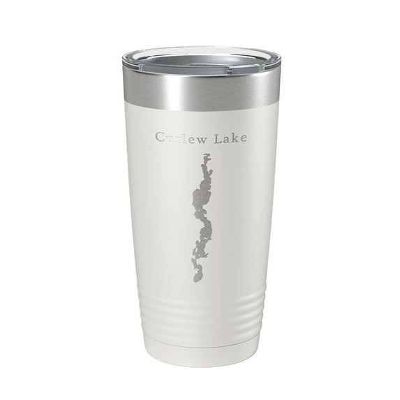 Curlew Lake Map Tumbler Travel Mug Insulated Laser Engraved Coffee Cup Washington 20 oz White