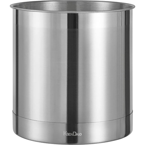 KSENDALO Utensil Holder Stainless Steel- 7x7 inch Jumbo Utensil Holder for Countertop, Utensil Crock for Spoons, Silverware, and Spatulas for Kitchen