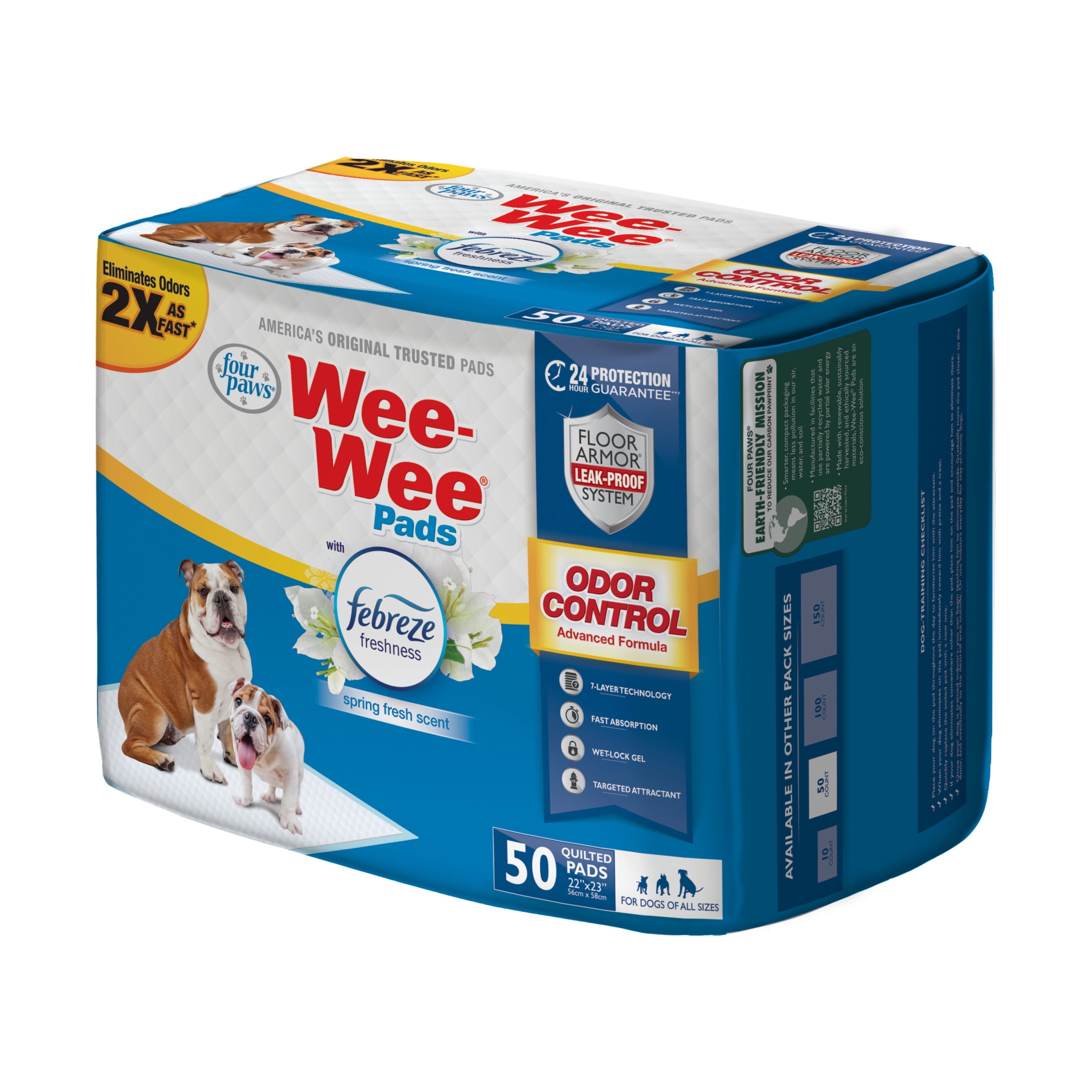 Four Paws Wee Wee Febreze Freshness Odor Control Potty Training Dog Puppy Pads 50 Count Walmart