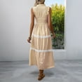 thumbnail image 6 of Ashirexll Midi Dresses for Women, Flowy Dresses for Women, Ruffle Edge Round Neck Sleeveless Long Pulling Stripe Tank Dresses, 6 of 7