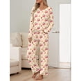 thumbnail image 2 of Ekouaer Womens Pajama Sets 2 piece Lounge Sets for Women V-neck Long Sleeve Top and Elastic Waist Pants with Pockets, 2 of 5