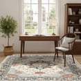 thumbnail image 2 of KoshiMe Washable Area Rug 5'x7', Non-Slip Soft Vintage Distress Floral Rugs for Living Room, Stain Resistant Low Pile Medallion Carpet for Dining Room Office, Beige Blue Orange Colorful, 2 of 9