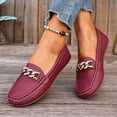 thumbnail image 4 of Women's Fashionable Casual Wear Versatile British Style Plus Size Loafers With Metal Chain Round Toe Flat Sole Pumps Comfortable Slip On Gifts, 4 of 9