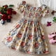 thumbnail image 2 of Odeerbi Niñas Verano Floral Princesa Vestido Plisado Puff Manga Vestidos Ruffled Manga Corta Princesa Vestido, 2 of 9