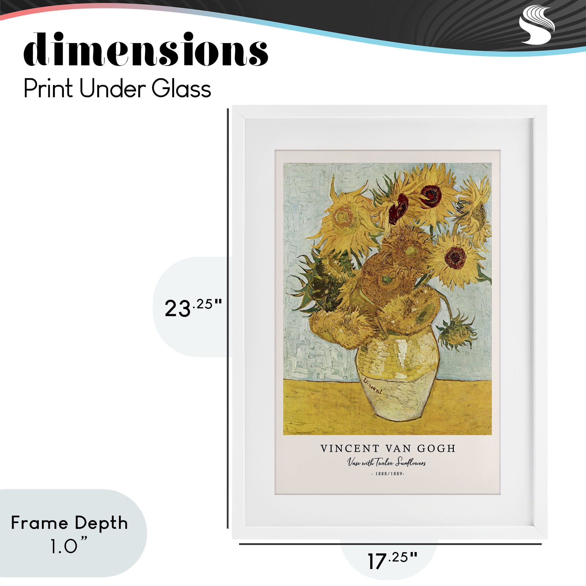 Stupell Industries Classic Vase with Twelve Sunflowers White Framed Print Under Glass, design by Vintage Hustle