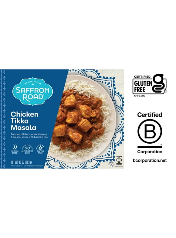 Saffron Road Gluten-Free Chicken Tikka Masala Indian Meal, 10 oz (Frozen)