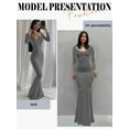 thumbnail image 4 of Xuanfei Women Boat Neck Solid Color Long Sleeve Bodycon Fishtail Dress, 4 of 4