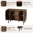 thumbnail image 7 of Farmhouse 4-Door Storage Cabinet, Accent Sideboard Buffet Cabinet with Circle Pattern and Radioactive Wood Lines, Brown, 7 of 7
