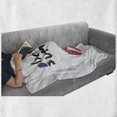 thumbnail image 6 of Summer Soft Flannel Fleece Throw Blanket, Hello Holiday Hot Days Flip Flops Seashells Typography Cursive, Cozy Plush for Indoor and Outdoor Use, 50" x 60", Charcoal Grey Multicolor, by Ambesonne, 6 of 6