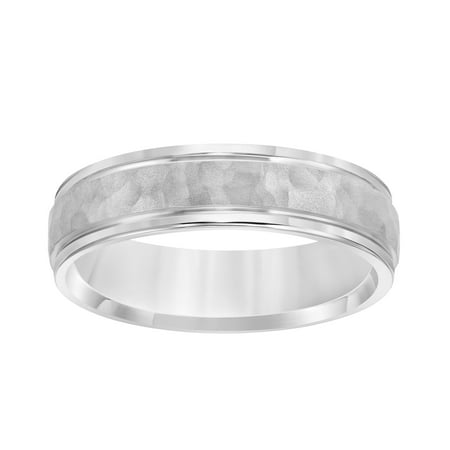 5mm Sterling Silver Wedding Band with Hammered Finish by Brilliance Fine Jewelry