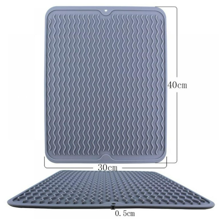 Silicone Dish Drying Mat, Non-Slip Easy Clean Sink Mat Large Heat-resistant  Dish Drainer Mat for Kitchen Counter, Sink, Refrigerator or Drawer liner