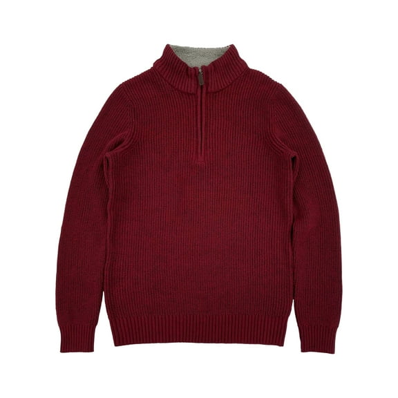 IZOD Mens Biking Red Long Sleeve Sherpa-Collar Quarter-Zip Sweater Small