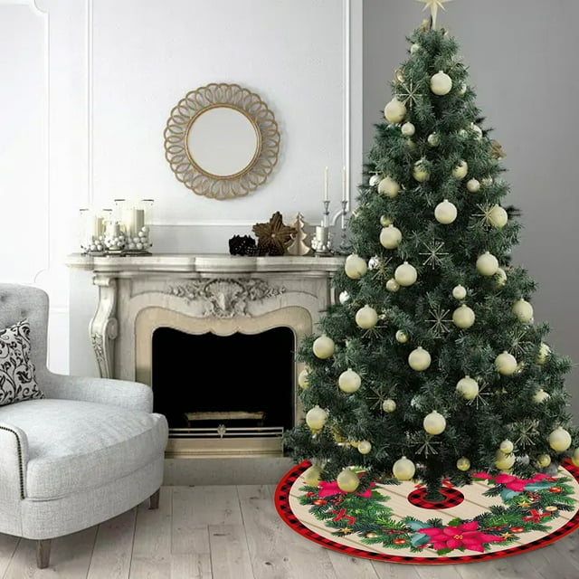 Horivan 3 Counts Christmas Tree Skirt 35 Inch Round PVC Mat Waterproof Holiday Decor for Living Room Bedroom Xmas Party Festive Carpet Rug with Reindeer Snowflake Print
