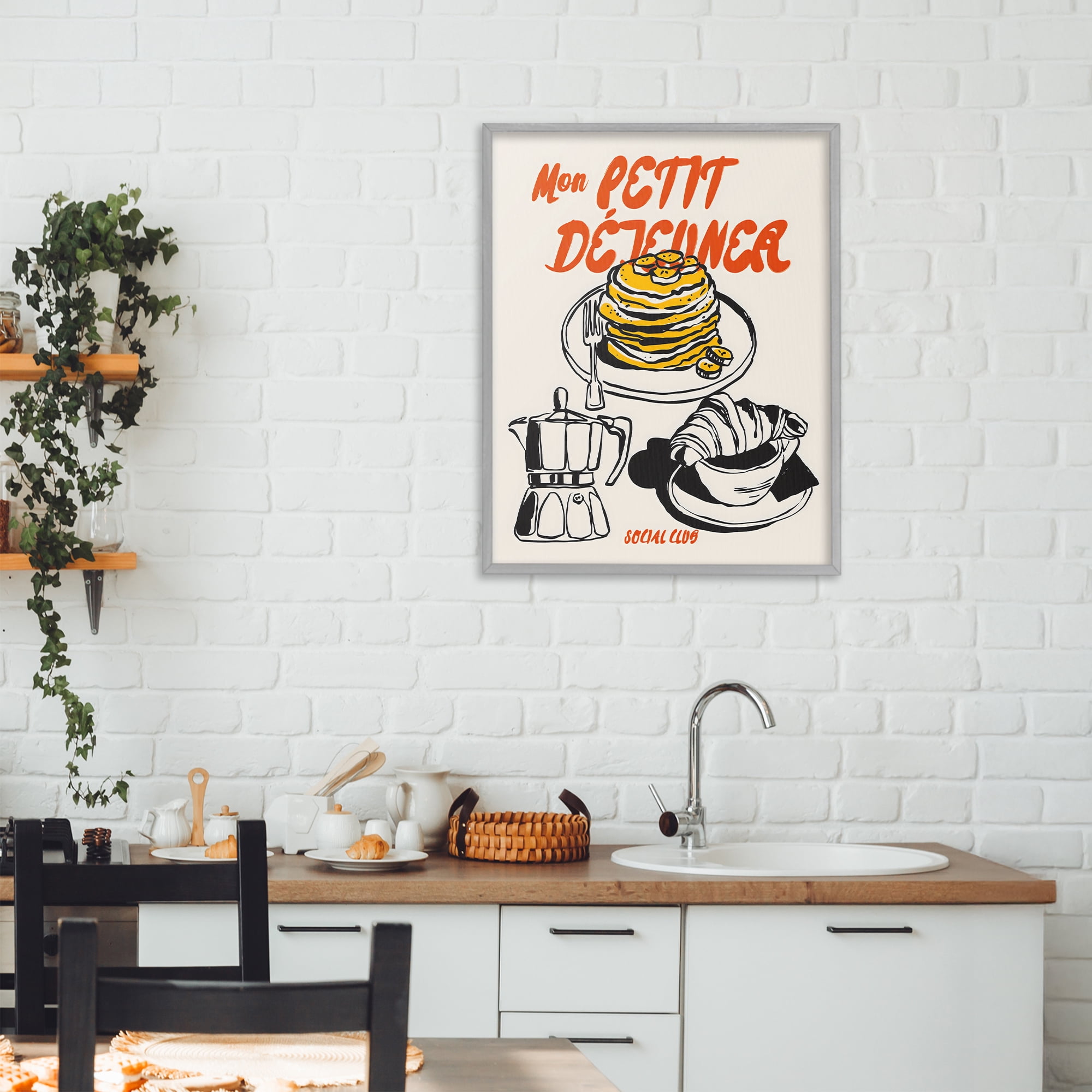 Stupell Industries My Breakfast Pancakes Spread Gray Framed Giclee Art, design by The Prints Vibe
