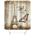 thumbnail image 3 of 4Pcs Paris Eiffel Tower Shower Curtain Sets Red Lip Print Bathroom Set Decor with Non-Slip Rugs Bath U-shaped Mat Toilet Lid Cover Waterproof Sexy Bathroom Curtains Shower Set with 12 Hooks, 3 of 7