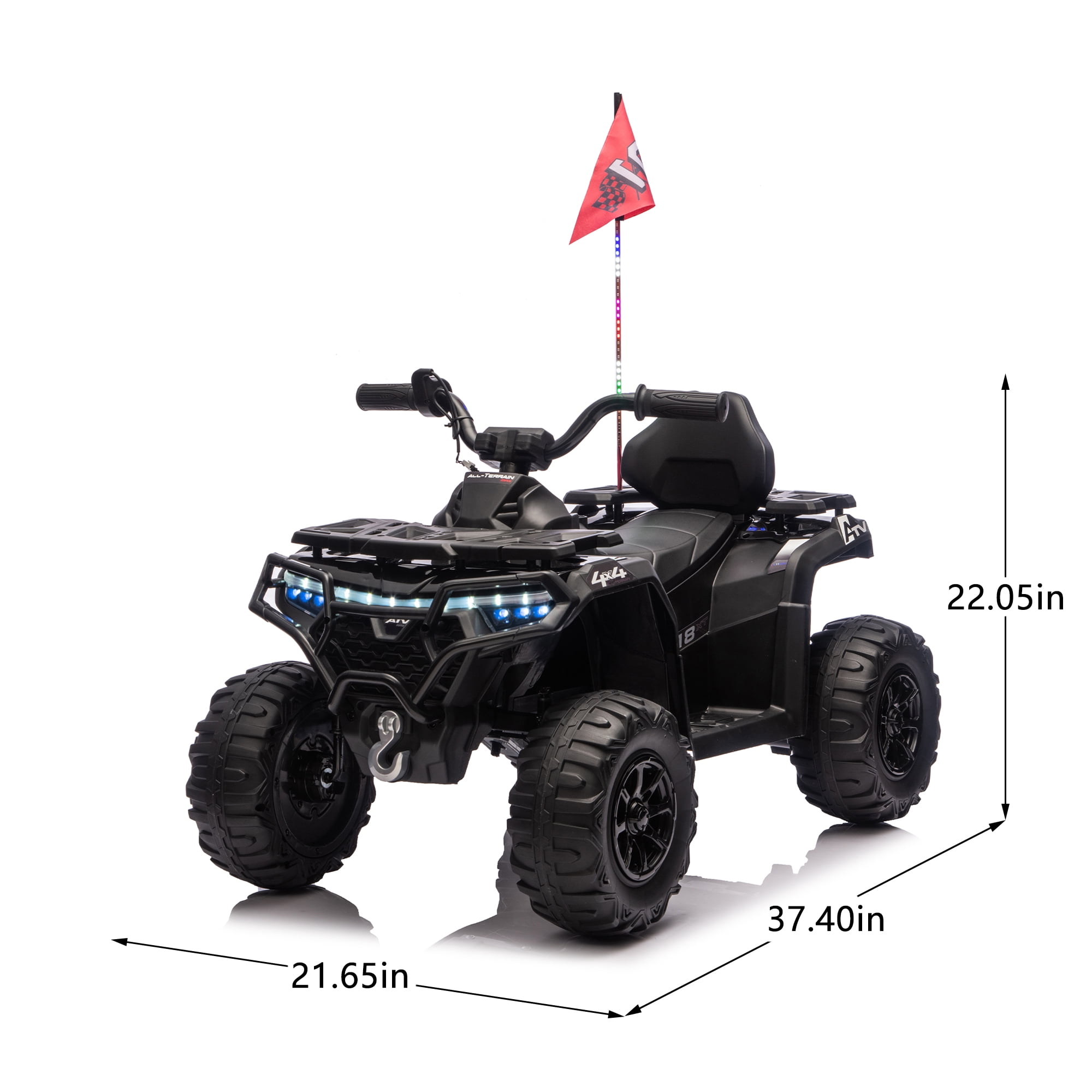 Ambifirner 24V Kids Ride On Toy, 4-Wheeler Quad ATV Play Car w/160W Motors, 3 Speed Setting, LED Lights, Music, 2 Seater Electric Off-Road Power Vehicle