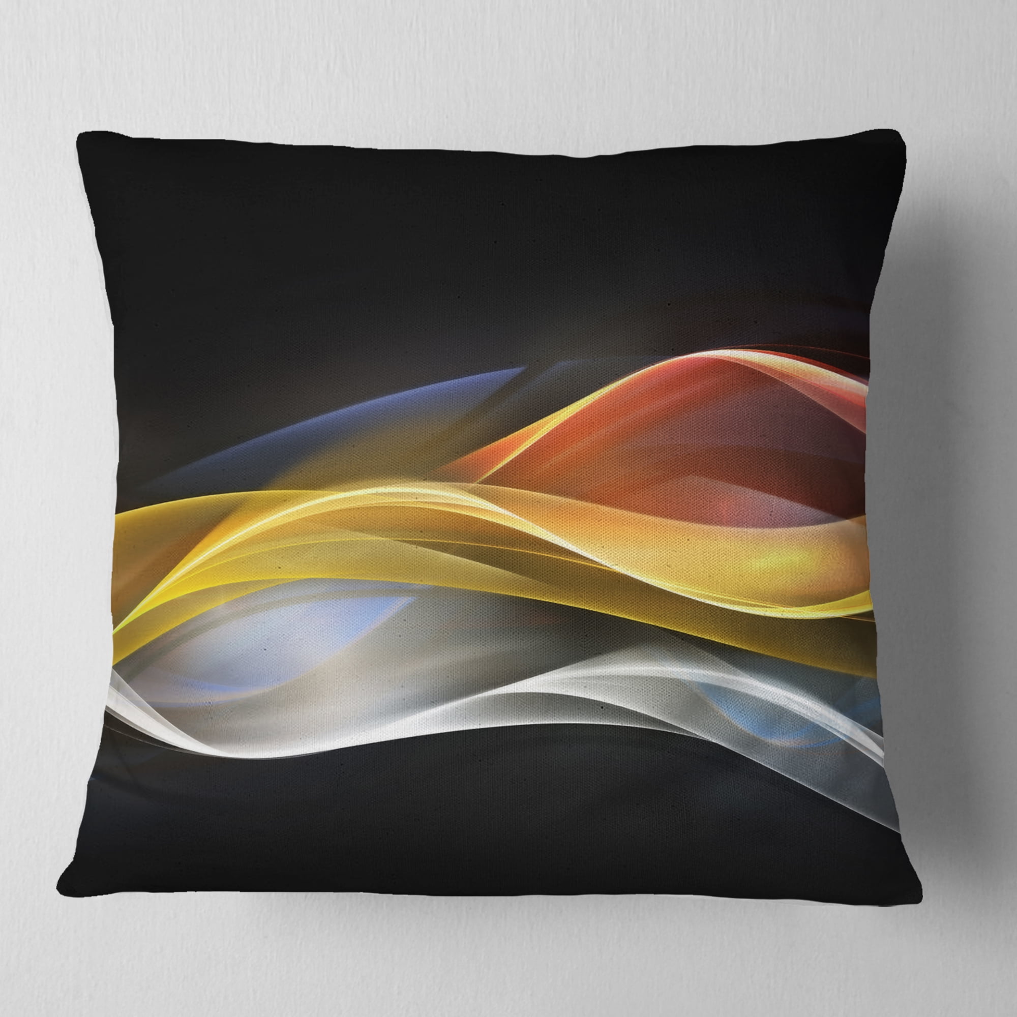 Designart 3D Gold Silver Wave Design - Abstract Throw Pillow - 18x18