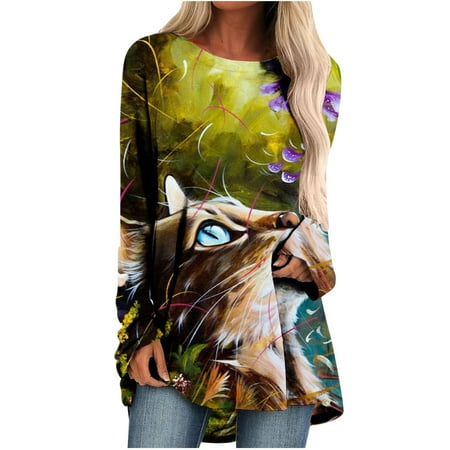 

YFPWM Cute Tops for Women Trendy Going Out Work Tops Bustier Tops Maternity Tops Nursing Tops for Breastfeeding Spaghetti Strap Tank Tops O-Neck Tops Print T-Shirts Long Sleeve Blouse