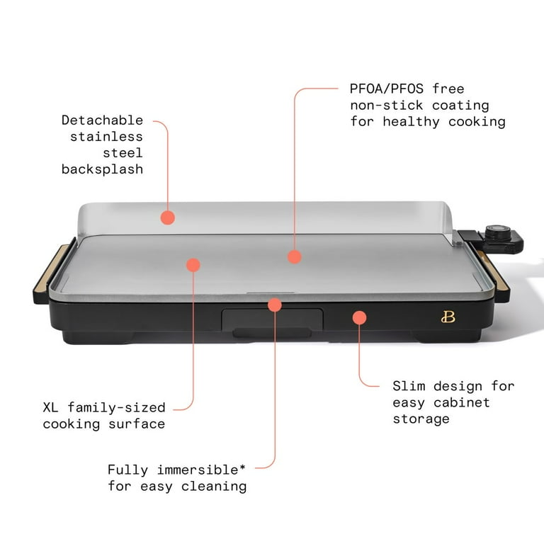 Beautiful 12" x 22" Extra Large Griddle, Black Sesame by Drew Barrymore